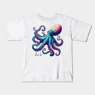 Striking Colors Octopus - He'e in Hawaiian Kids T-Shirt